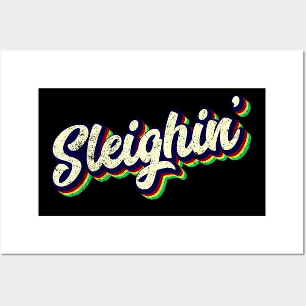 Sleighin Retro Christmas 2021 Sleighin' Vintage Costume Wall Art by alcoshirts